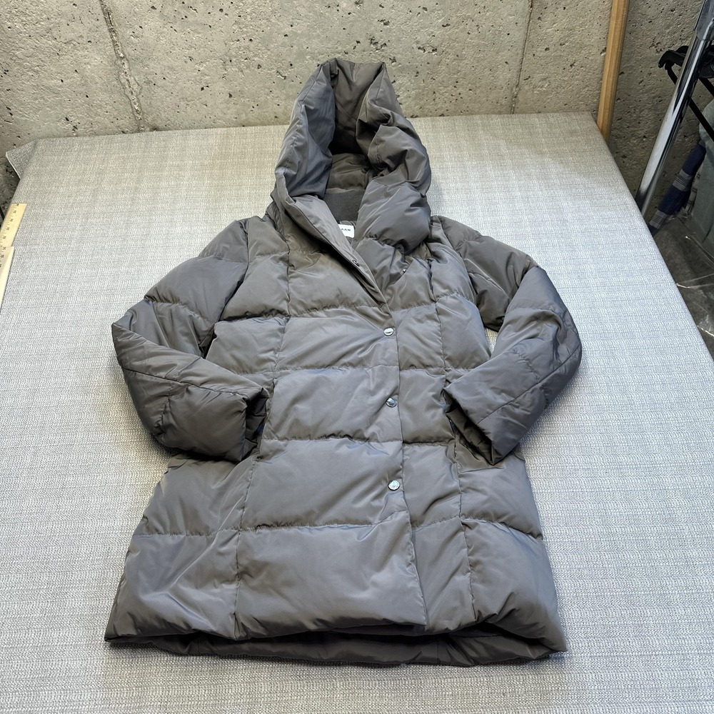 Cole Haan Signature Jacket Womens Small Gray Hooded Down Puffer Coat Winter Warm